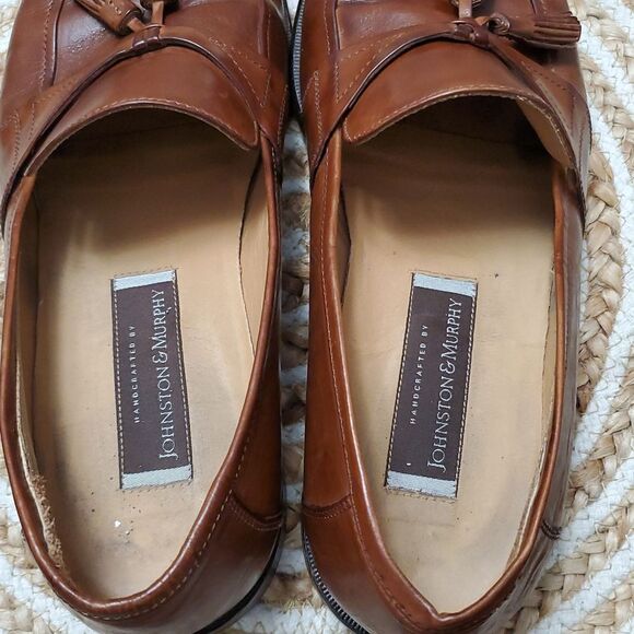 Johnston & Murphy Cellini Tan Calfskin Loafers Italian, Size 11M - Picture 8 of 10